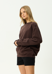 AFENDS Mens Genesis - Crew Neck - Washed Coffee