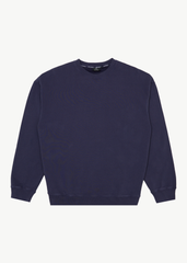 AFENDS Mens Genesis - Crew Neck - Washed Deep Sea