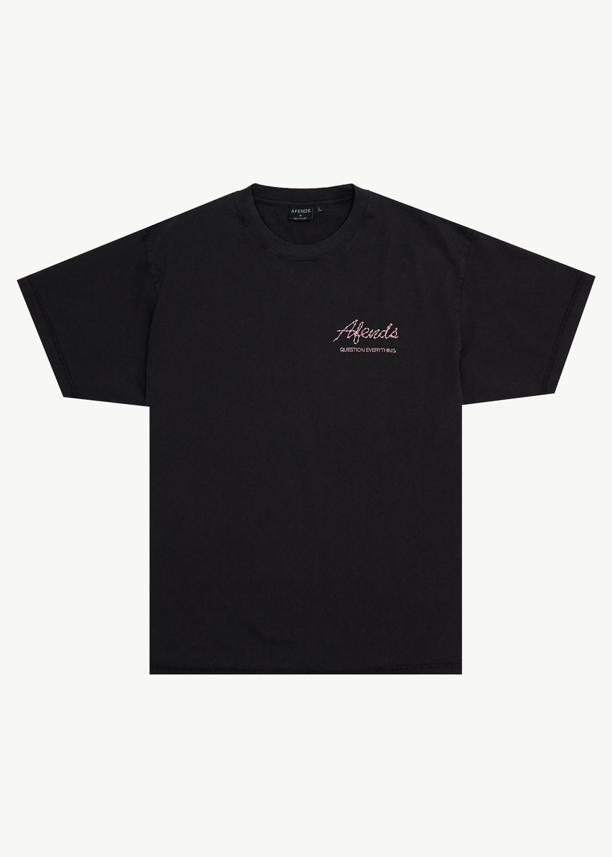 AFENDS Mens Valentine - Heavyweight Boxy Tee - Stone Black