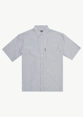 AFENDS Mens Intergalactic - Short Sleeve Shirt - Navy Stripe