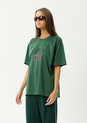 AFENDS Mens Zero Six - Mesh Jersey Boxy Tee - Pine