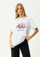 AFENDS Mens Genuine Sentiment - Heavyweight Boxy Tee - White