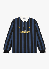 AFENDS Mens Angel Boy - Rugby Long Sleeve Tee - Black Stripe