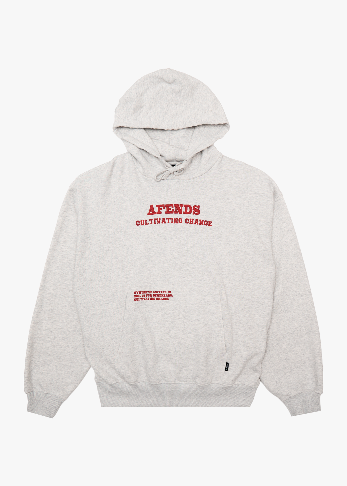 AFENDS Mens Wonders - Boxy Pull On Hood - Grey Marle