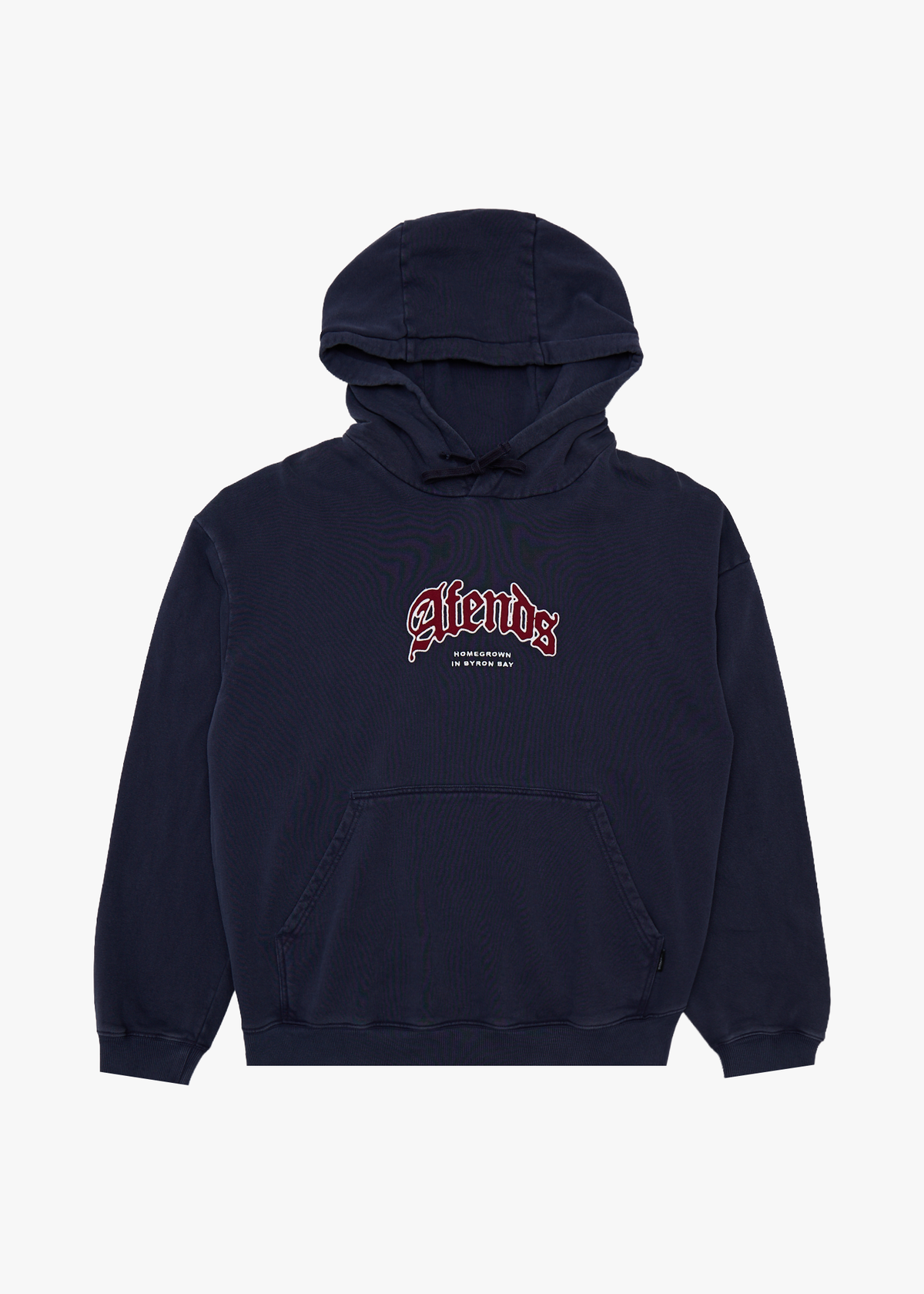 AFENDS Mens Home - Pull On Hood - Washed Deep Sea