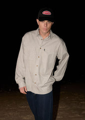 AFENDS Mens Lennox - Oversized Long Sleeve Shirt - Olive Stripe