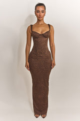 The Cinched Lace Corset in Brown