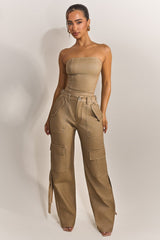 The Zeda Corset in Light Brown Wash