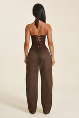 The Nola Corset Top in Brown