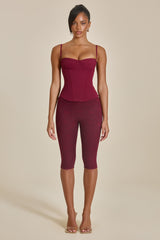 The Everly Lace Up Corset Top in Wine