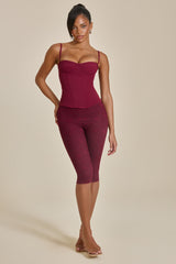 The Everly Lace Up Corset Top in Wine