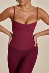 The Everly Lace Up Corset Top in Wine