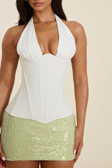 The Alina Halter Neck Corset Top in White