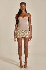 The Everly Lace Up Corset Top in Stone