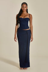 The Lexi Lace Corset Top in Navy Blue