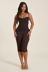The Everly Lace Up Corset Top in Brown