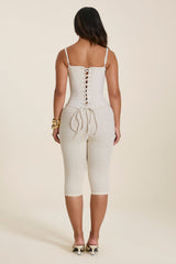 The Everly Lace Up Corset Top in Off White
