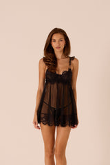 Odette Black Babydoll Set