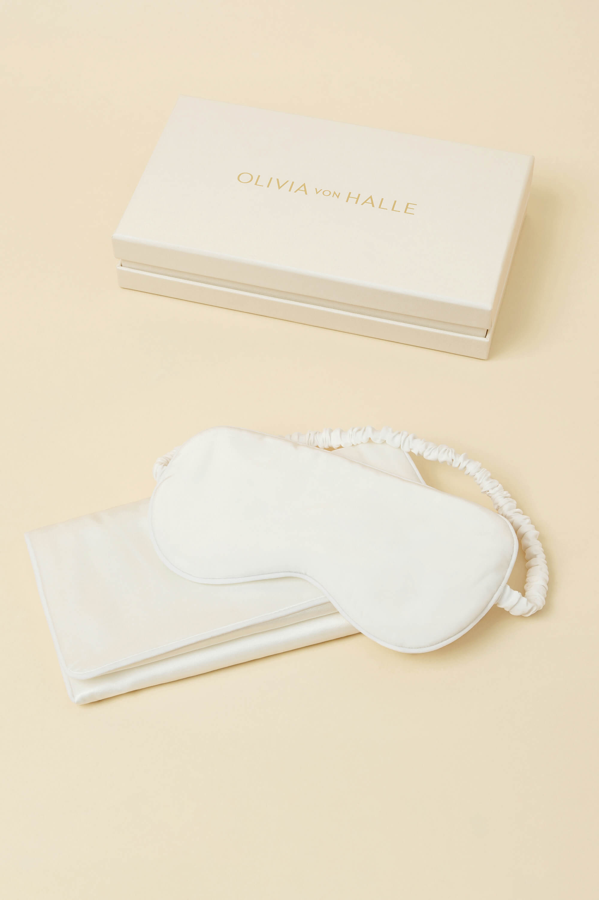 Audrey Ivory Eye Mask in Silk Satin