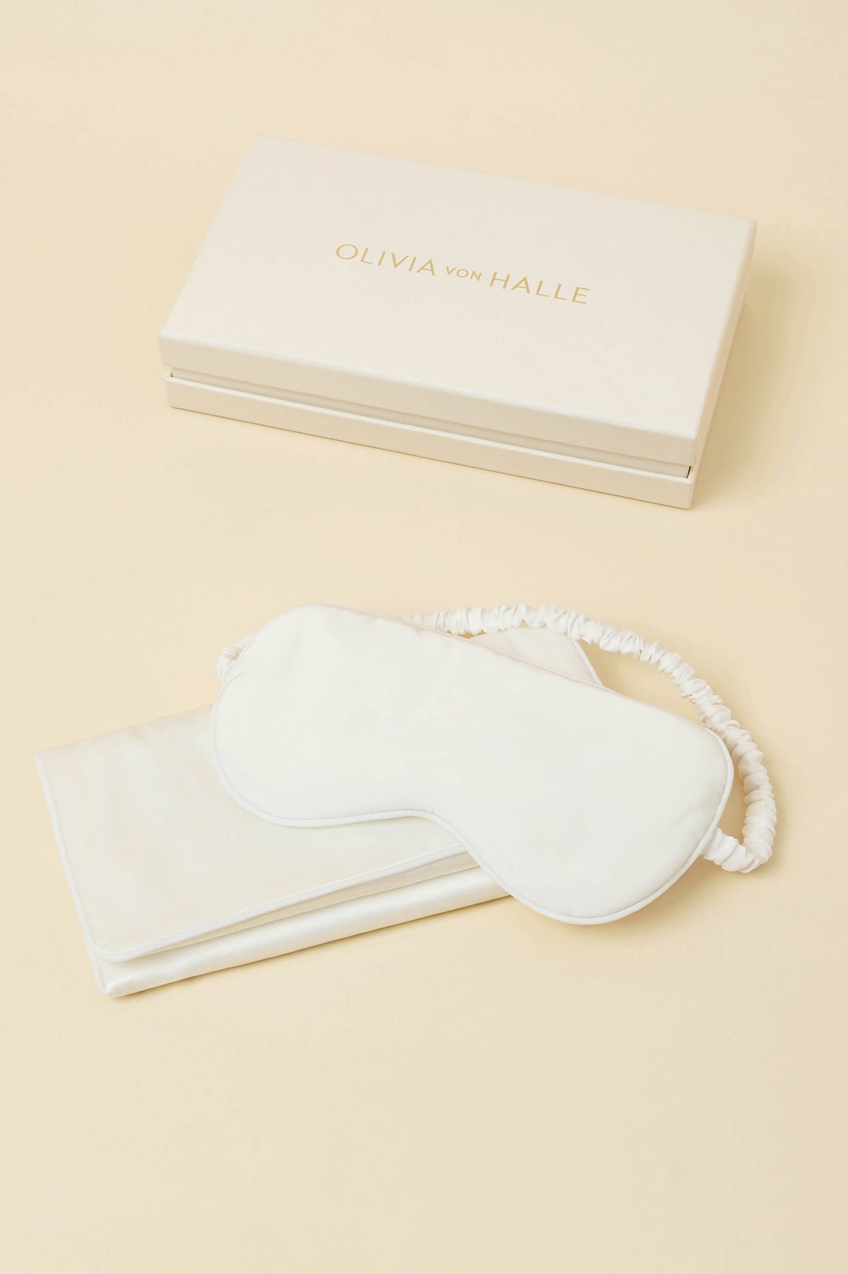 Audrey Ivory Eye Mask in Silk Satin