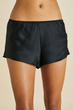 Bella Jet Black Camisole Set in Silk Satin