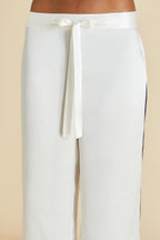 Coco Ivory Jet Black Pajamas in Silk Satin