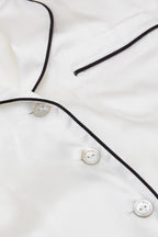 Coco Ivory Jet Black Pajamas in Silk Satin