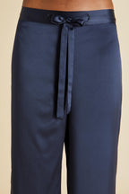 Coco Navy Pajamas in Silk Satin