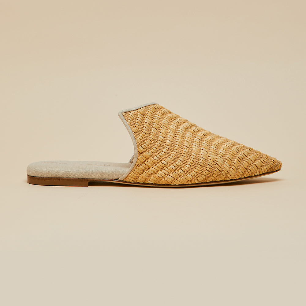 Contessa Roscoe Beige Slippers in Raffia