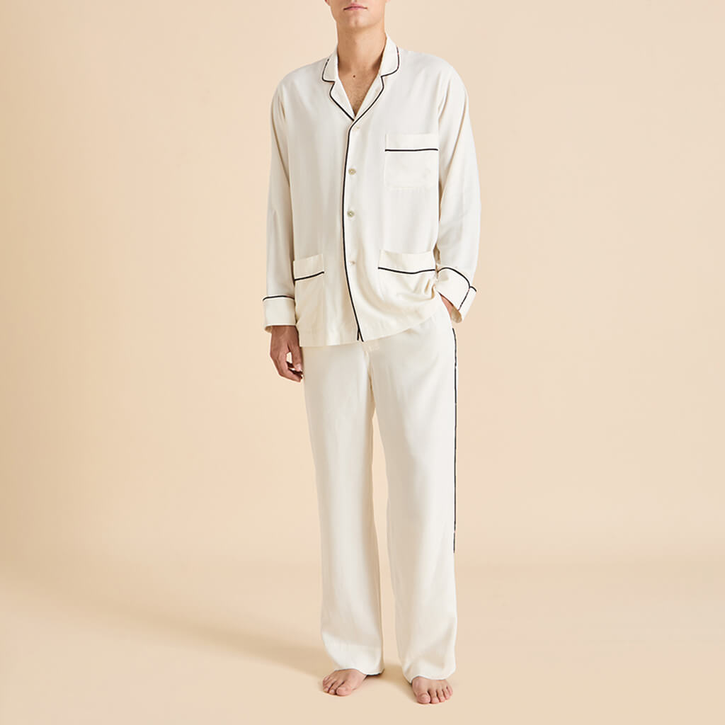 Laurent Ivory Pyjamas in Sandwashed Silk