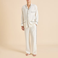 Laurent Ivory Pyjamas in Sandwashed Silk