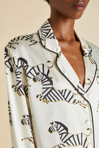 Lila Zebedee Ivory Pajamas in Silk Satin