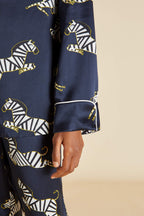 Lila Zizi Navy Pajamas in Silk Satin