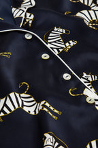 Lila Zizi Navy Pajamas in Silk Satin