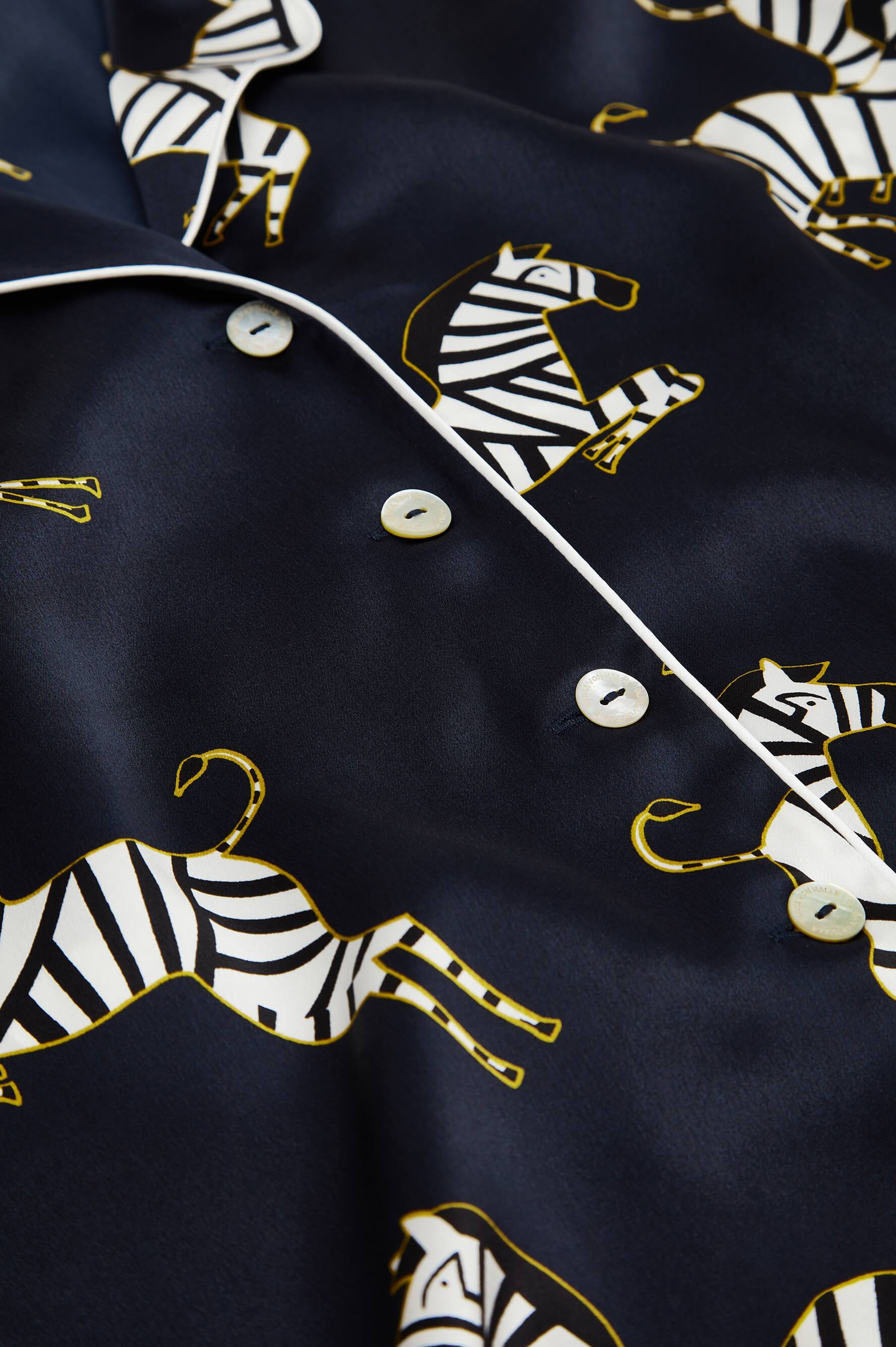 Lila Zizi Navy Pajamas in Silk Satin