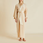 Queenie Caramel Robe in Silk Crêpe de Chine