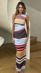 Cataleya Sheer Maxi Dress - Multi Stripe
