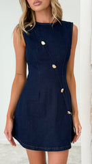 Carys Mini Dress - Dark Denim