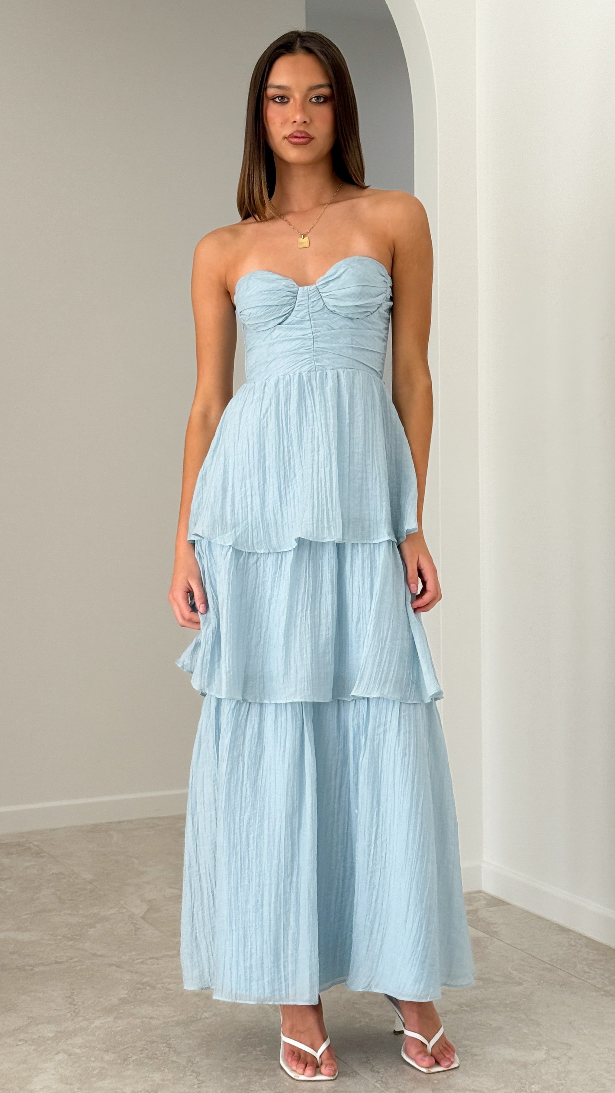 Florence Strapless Maxi Dress - Blue