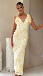 Usha Tie Strap Maxi Dress - Yellow