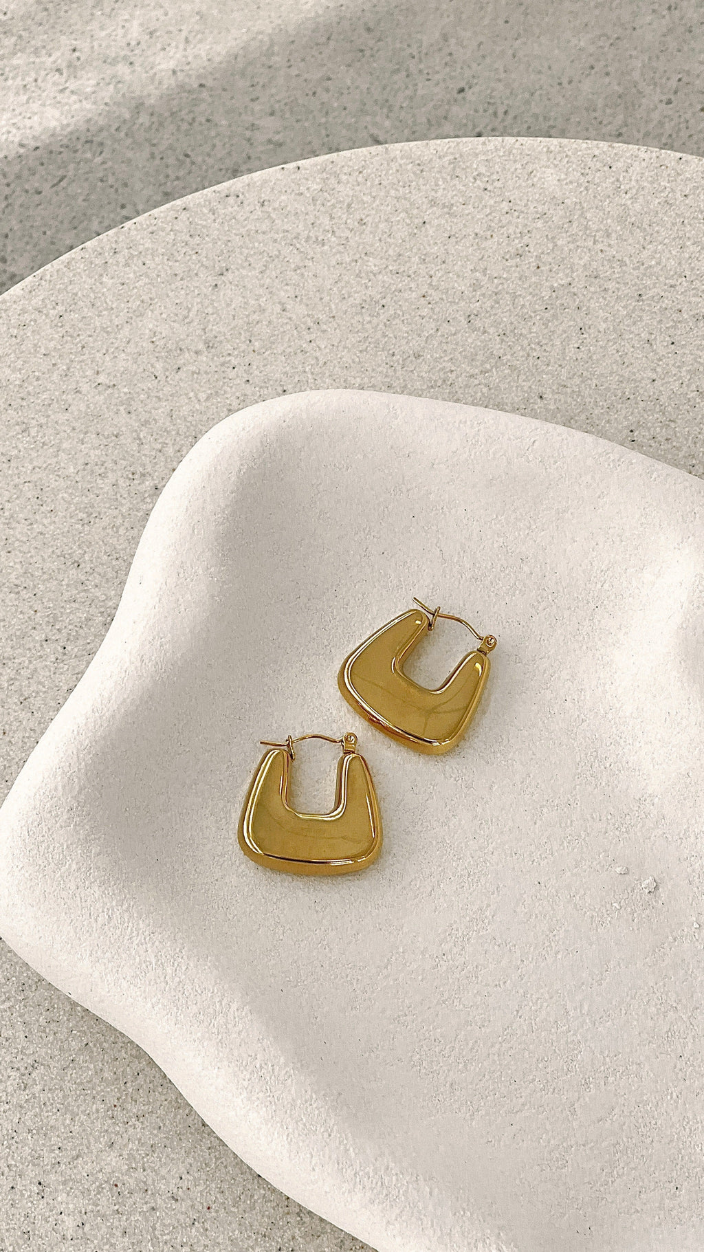 Square Crush Gold Plated Earrings - Gold