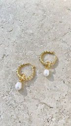 Twist Pearl Drop Earrings - Gold/Pearl