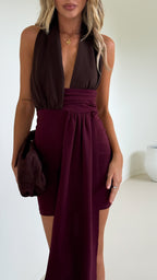 Lani Mini Dress - Chocolate/Wine