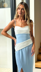 Mikaila Maxi Dress - White/Blue