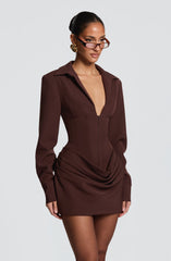 Brietta Mini Dress - Plum Brown