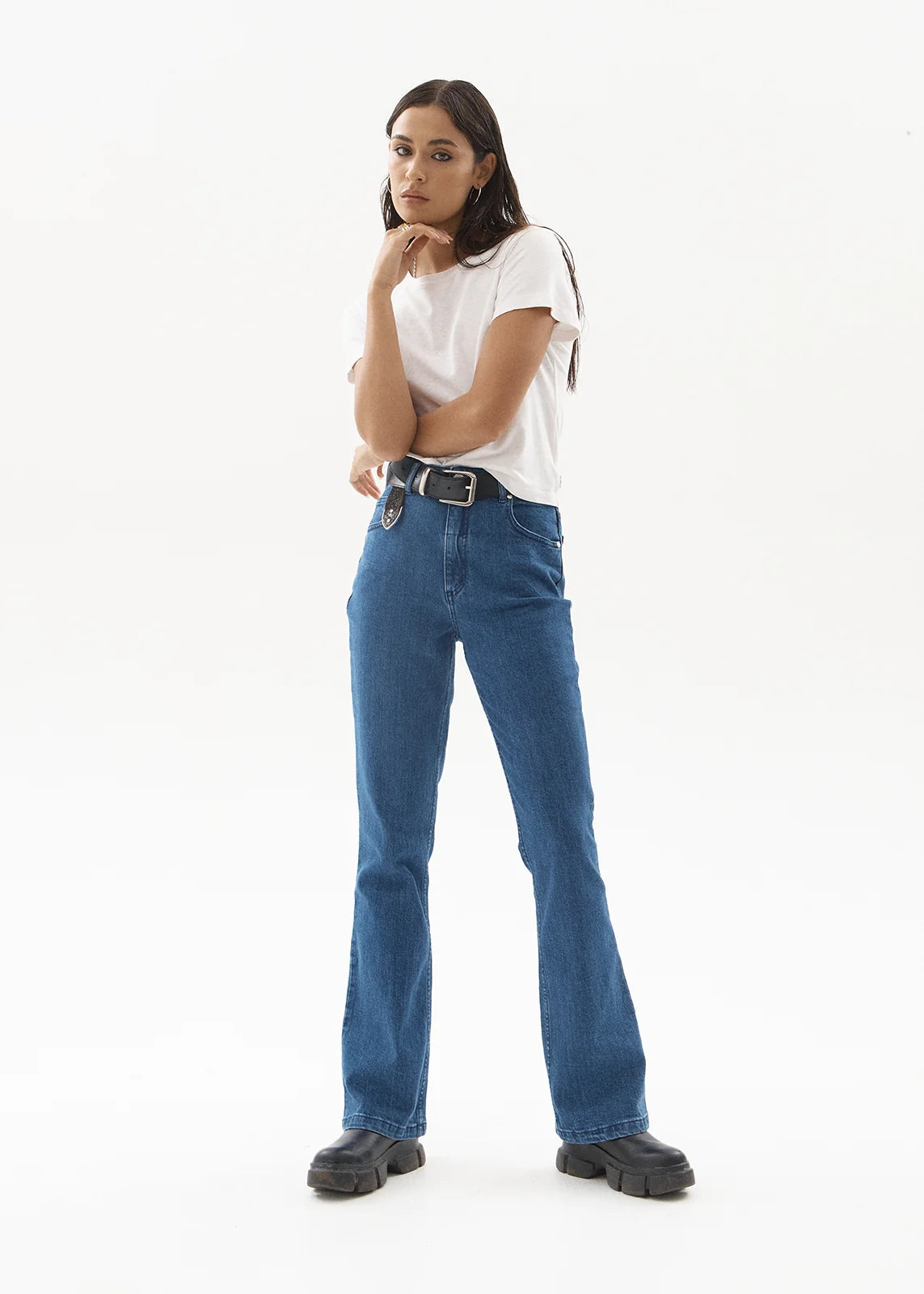 AFENDS Womens Cassidy - Bootcut Jean - Authentic Blue