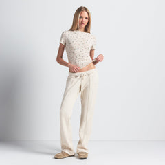 Cotton Jersey T-Shirt - Oatmeal Heather Holly Print