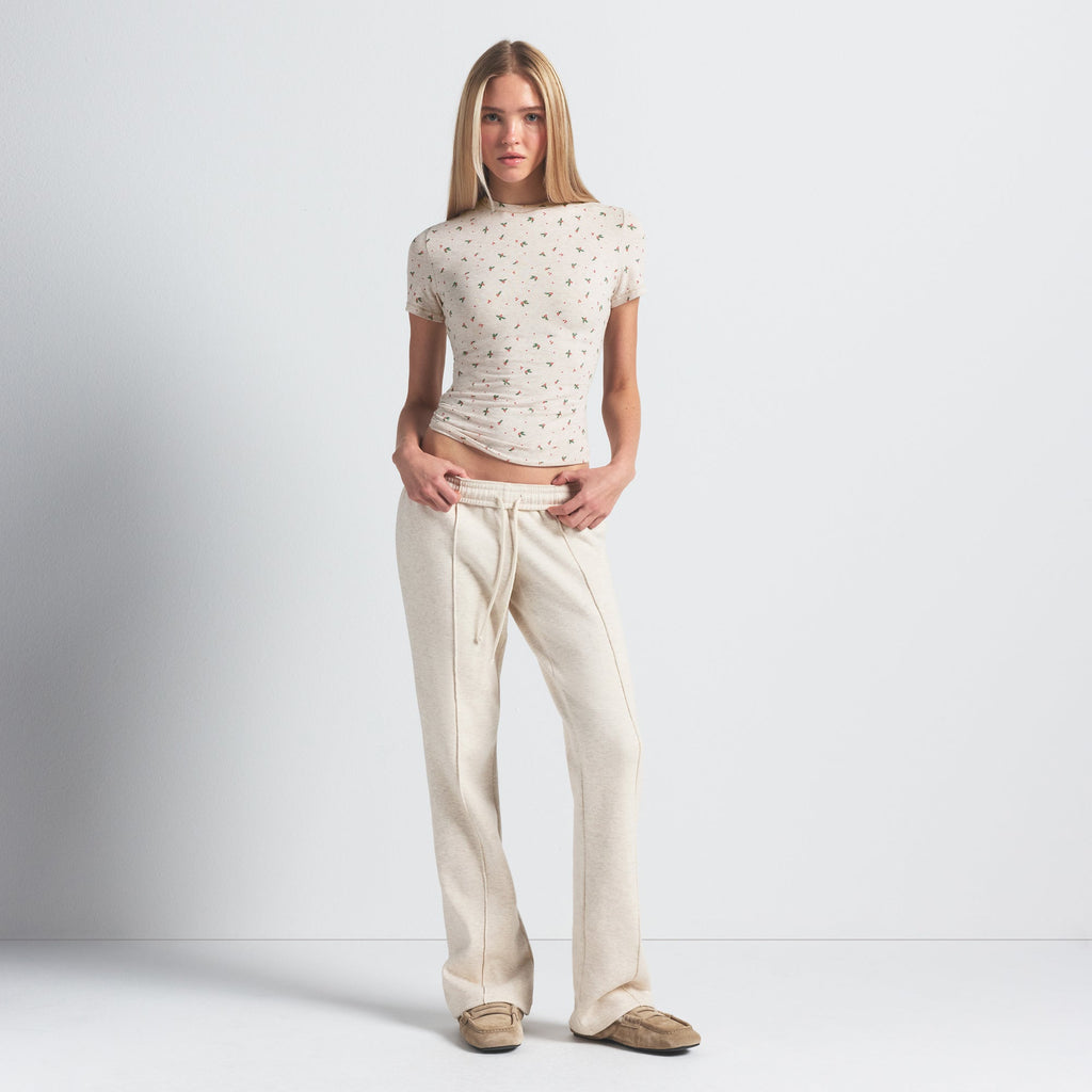 Cotton Jersey T-Shirt - Oatmeal Heather Holly Print