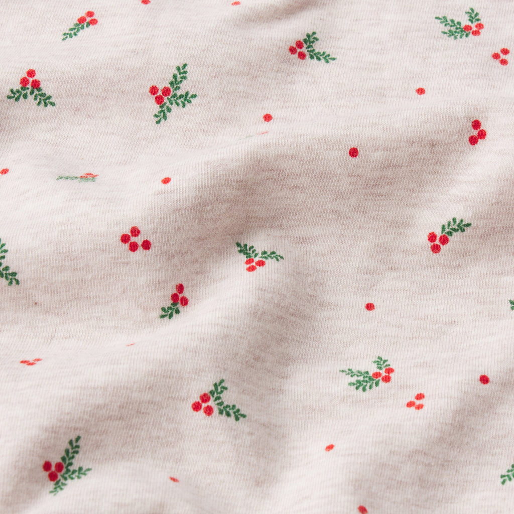 Cotton Jersey T-Shirt - Oatmeal Heather Holly Print