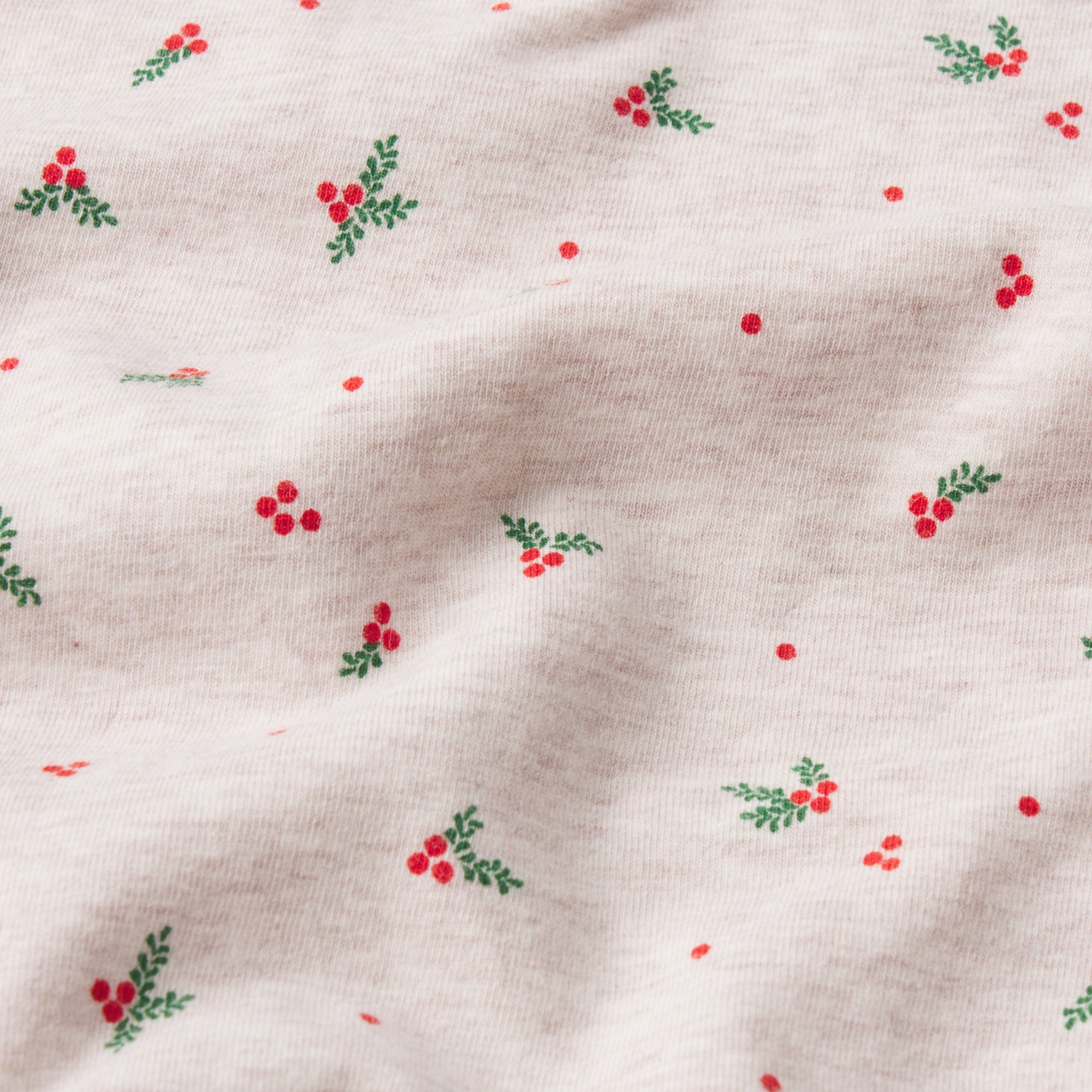 Cotton Jersey T-Shirt - Oatmeal Heather Holly Print